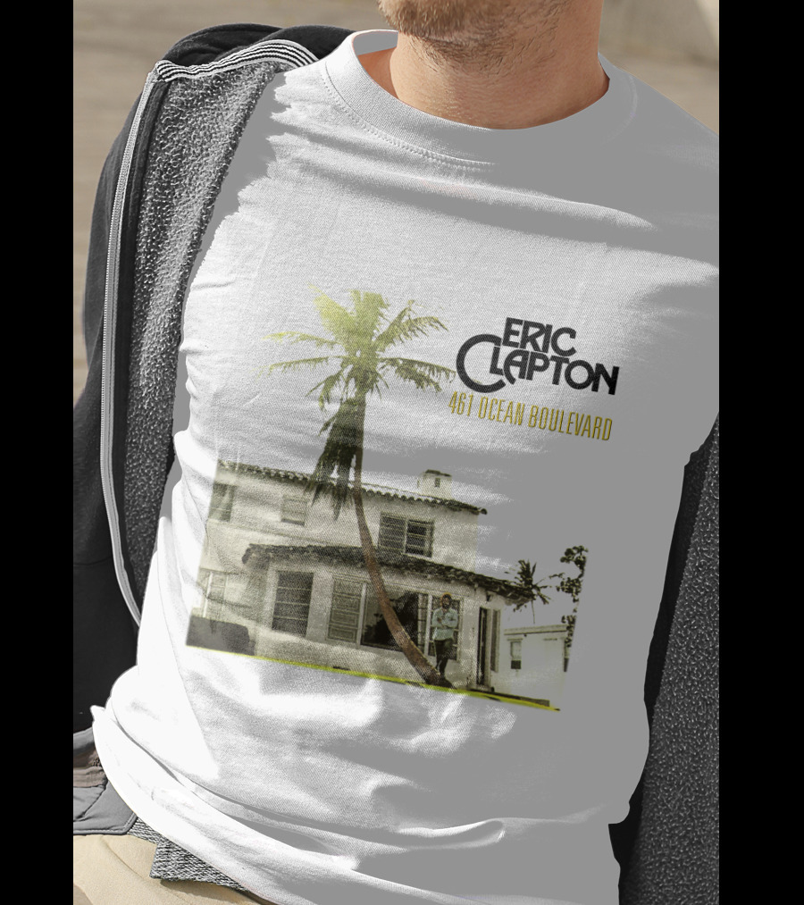 Eric Clapton 461 Ocean Boulevard Album Cover Palm Tree House T-Shirt