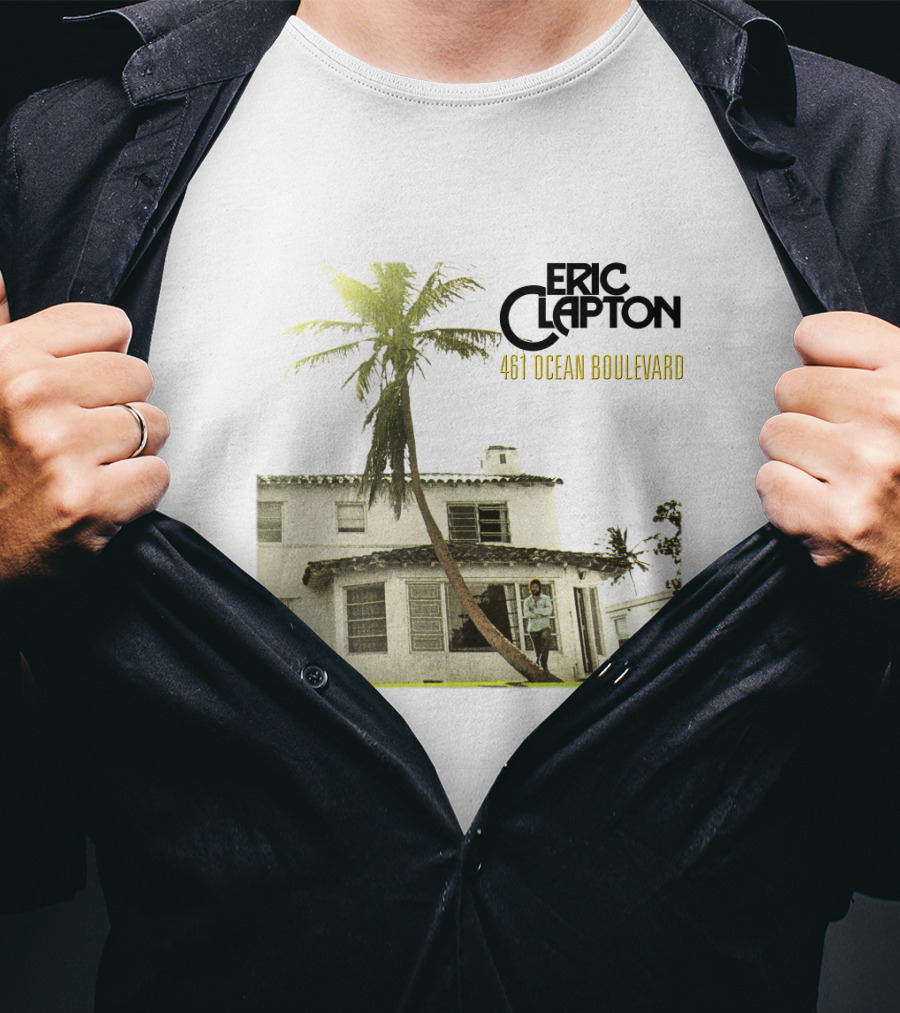 Eric Clapton 461 Ocean Boulevard Album Cover Palm Tree House T-Shirt