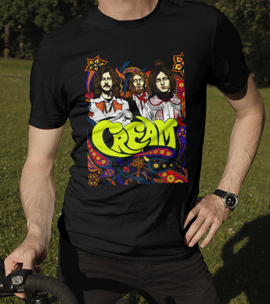 Cream Psychedelic Music Legends Portrait With Vibrant 60s T-Shirt