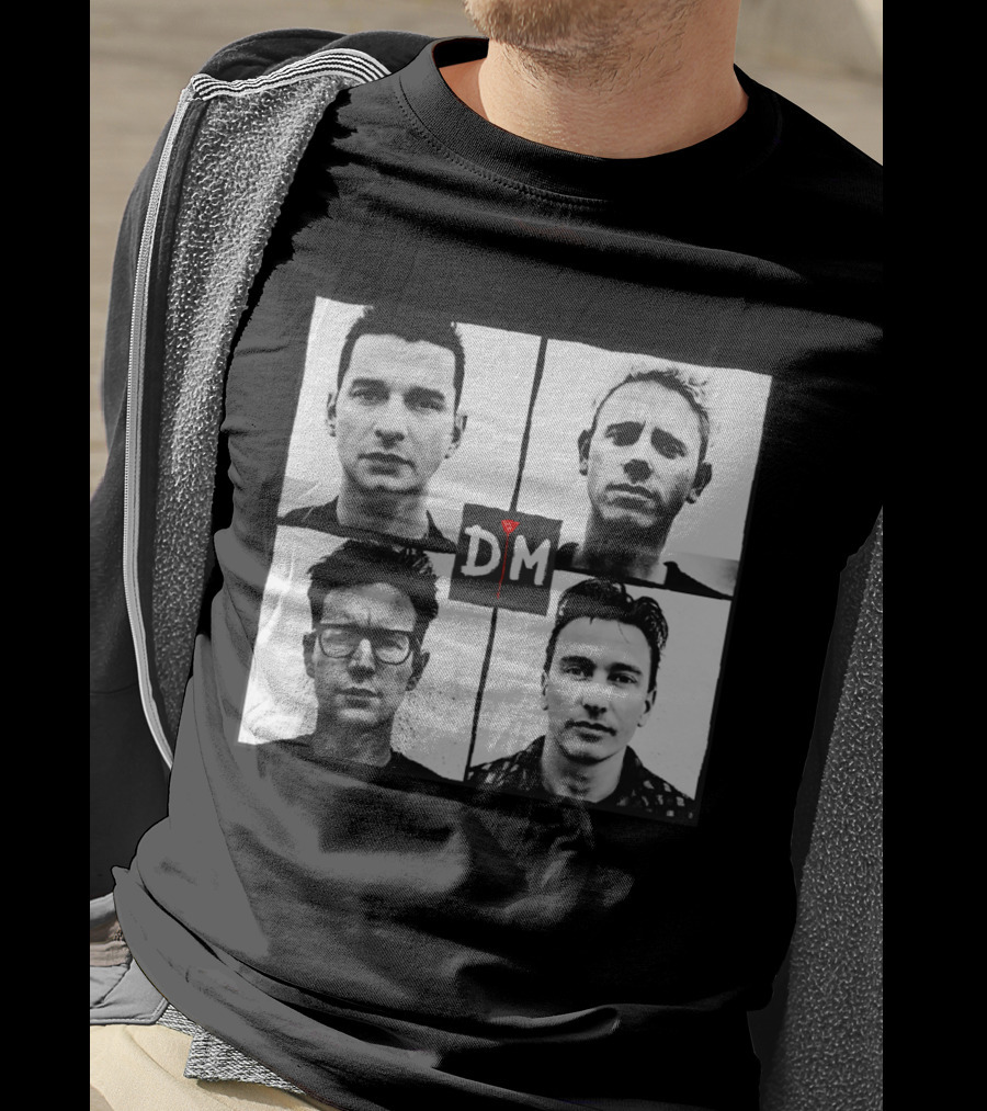 Depeche Mode Band Members Black And White Square Grid D M T-Shirt