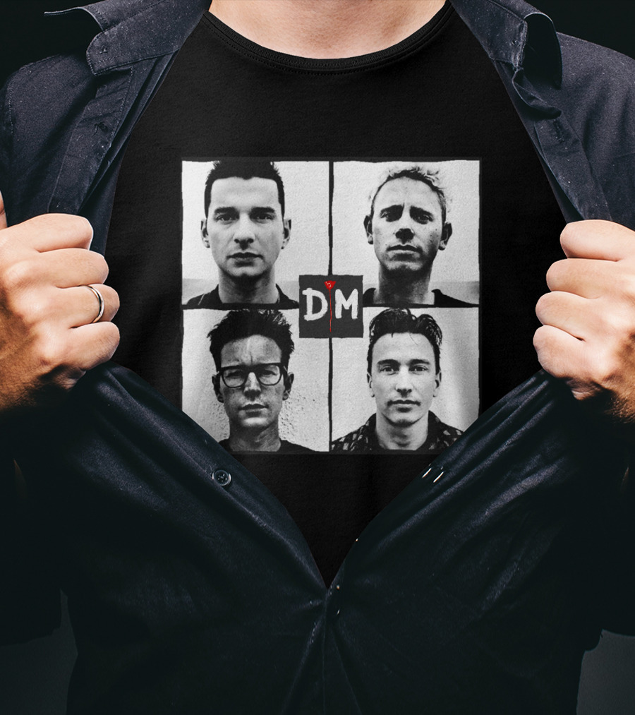 Depeche Mode Band Members Black And White Square Grid D M T-Shirt