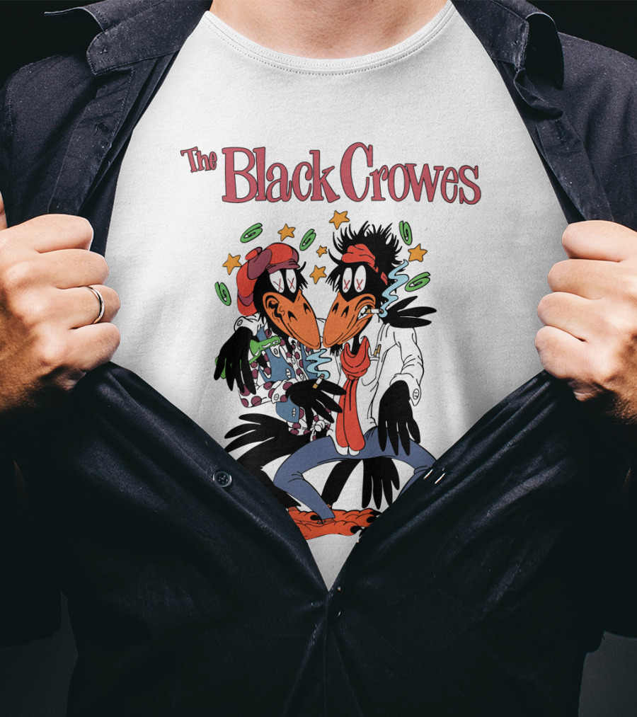The Black Crowes Comic Duo With Stars And Spirals T-Shirt