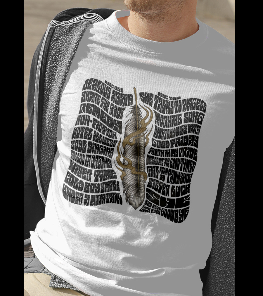 Serious Poetry She Talks To Angels Remedy Cold Roses Feather Artwork T-Shirt