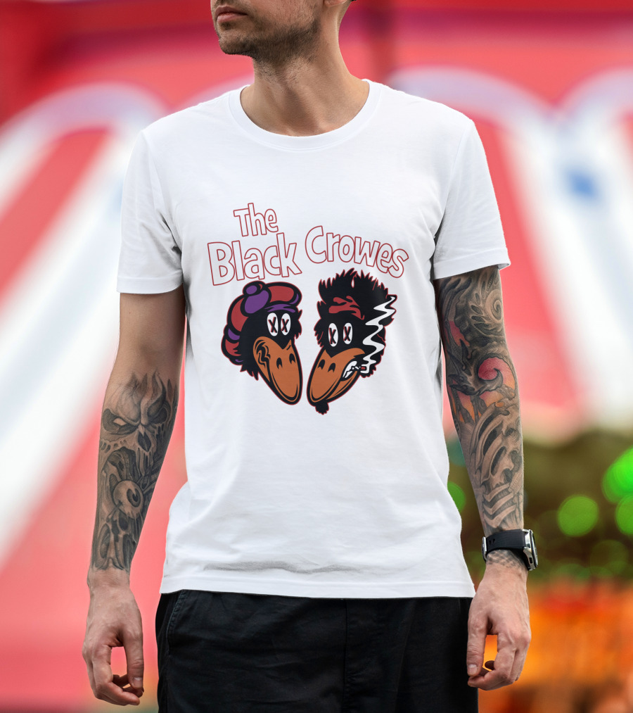 The Black Crowes Cartoon Band Logo Two Characters Smoking T-Shirt
