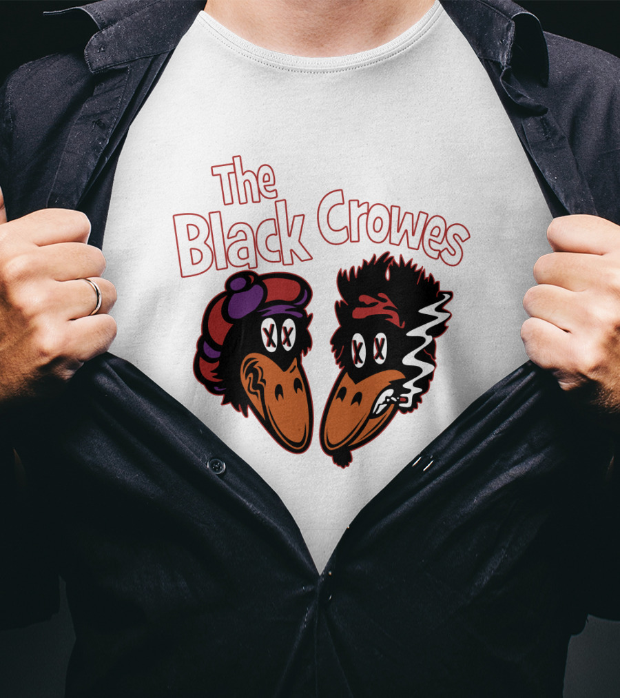 The Black Crowes Cartoon Band Logo Two Characters Smoking T-Shirt