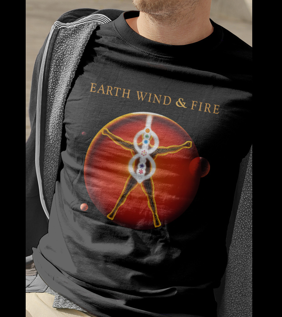 Earth Wind & Fire Ewf Human Chakra On Planet Red T-Shirt