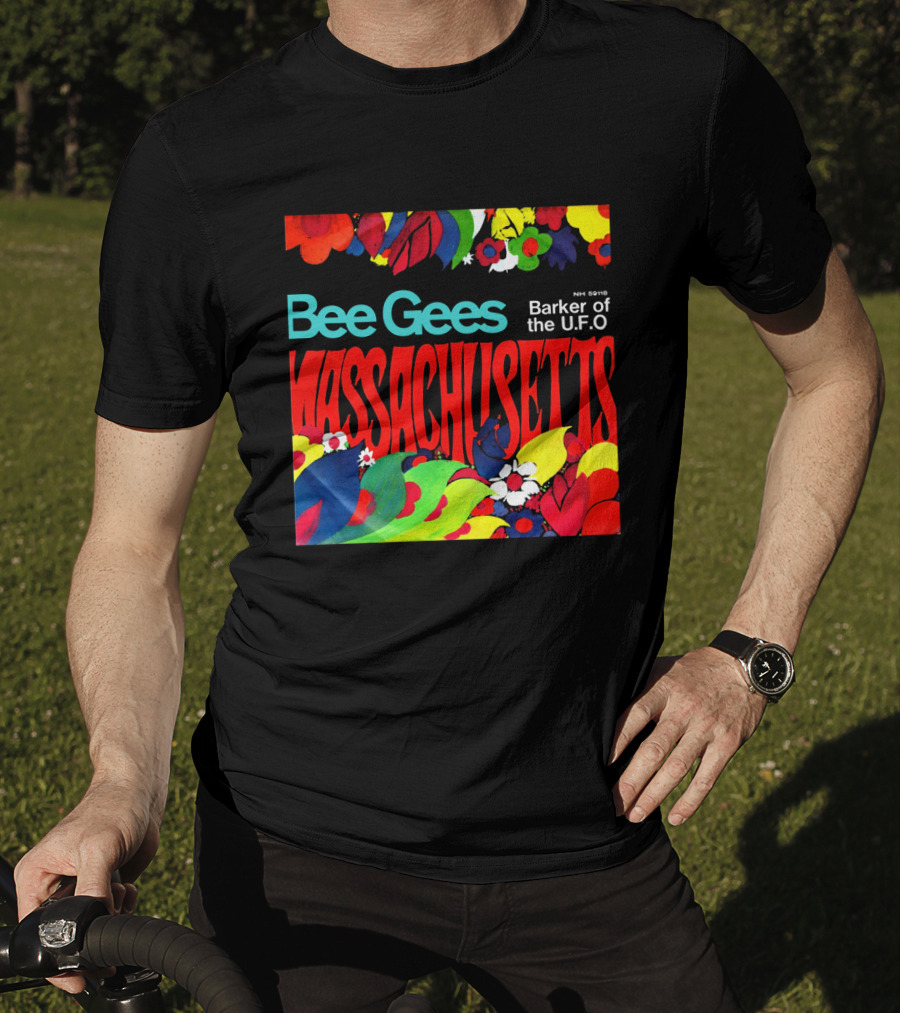Bee Gees Massachusetts Barker Of The U.f.o. Floral Psychedelic Theme T-Shirt