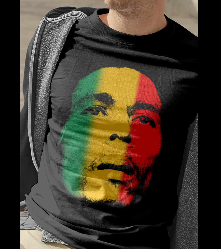 Bml Rasta Face Green Yellow Red T-Shirt