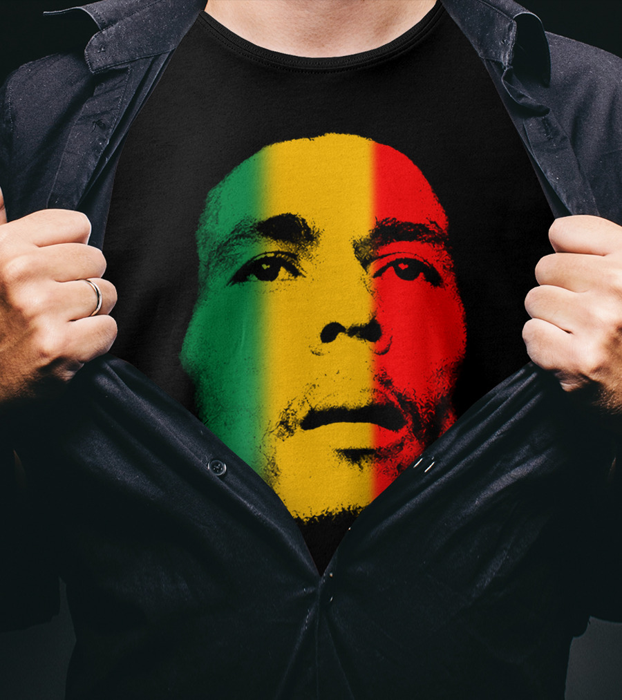 Bml Rasta Face Green Yellow Red T-Shirt