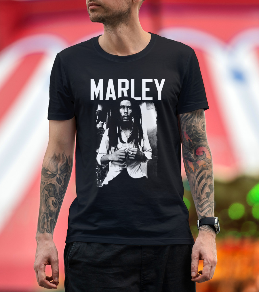 Marley Reggae Legend Iconic Portrait Black And White T-Shirt