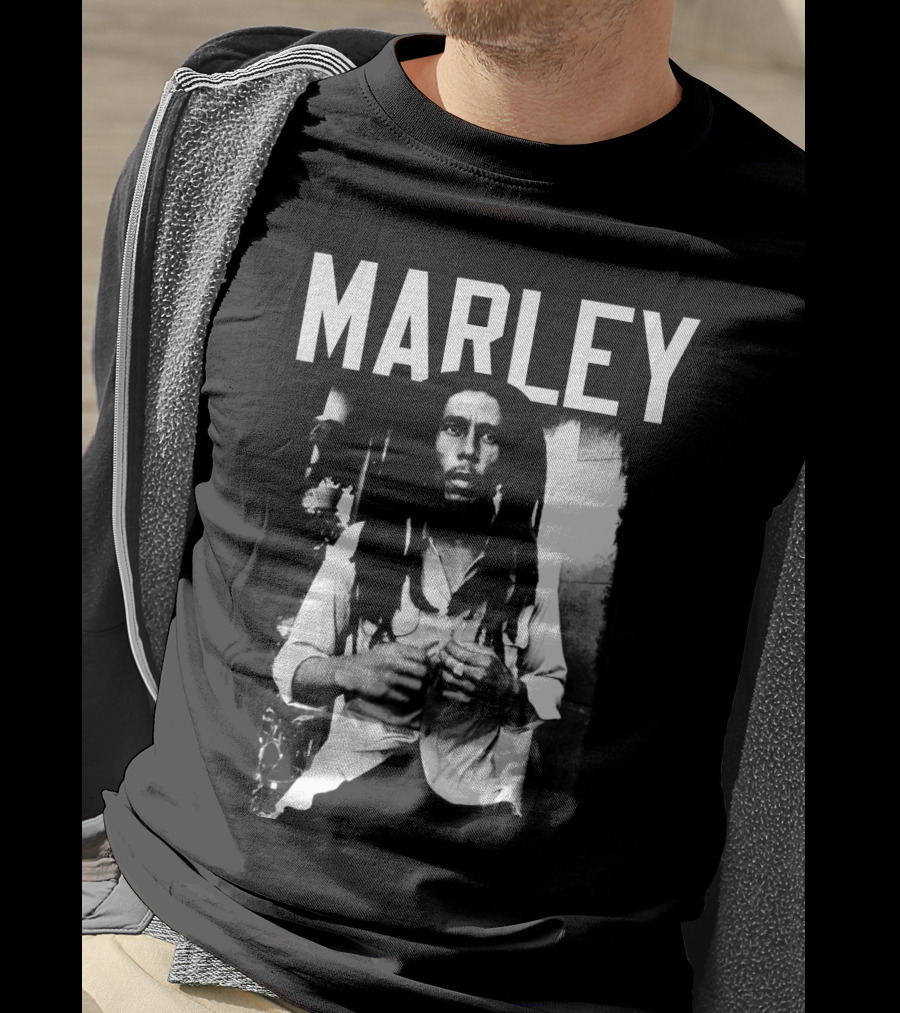 Marley Reggae Legend Iconic Portrait Black And White T-Shirt