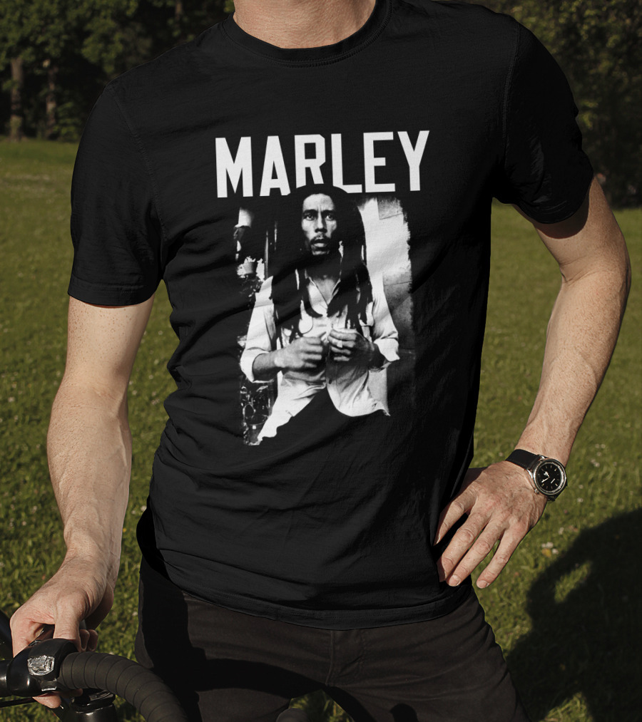 Marley Reggae Legend Iconic Portrait Black And White T-Shirt