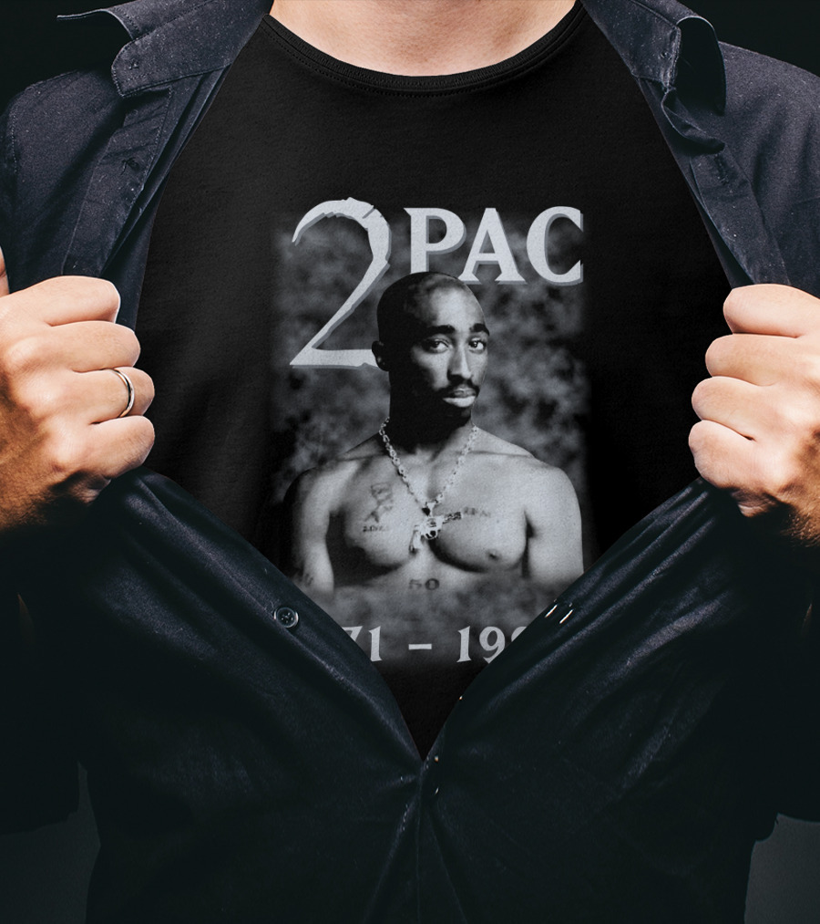 2Pac 1971-1996 Tribute Featuring Iconic Black And White T-Shirt