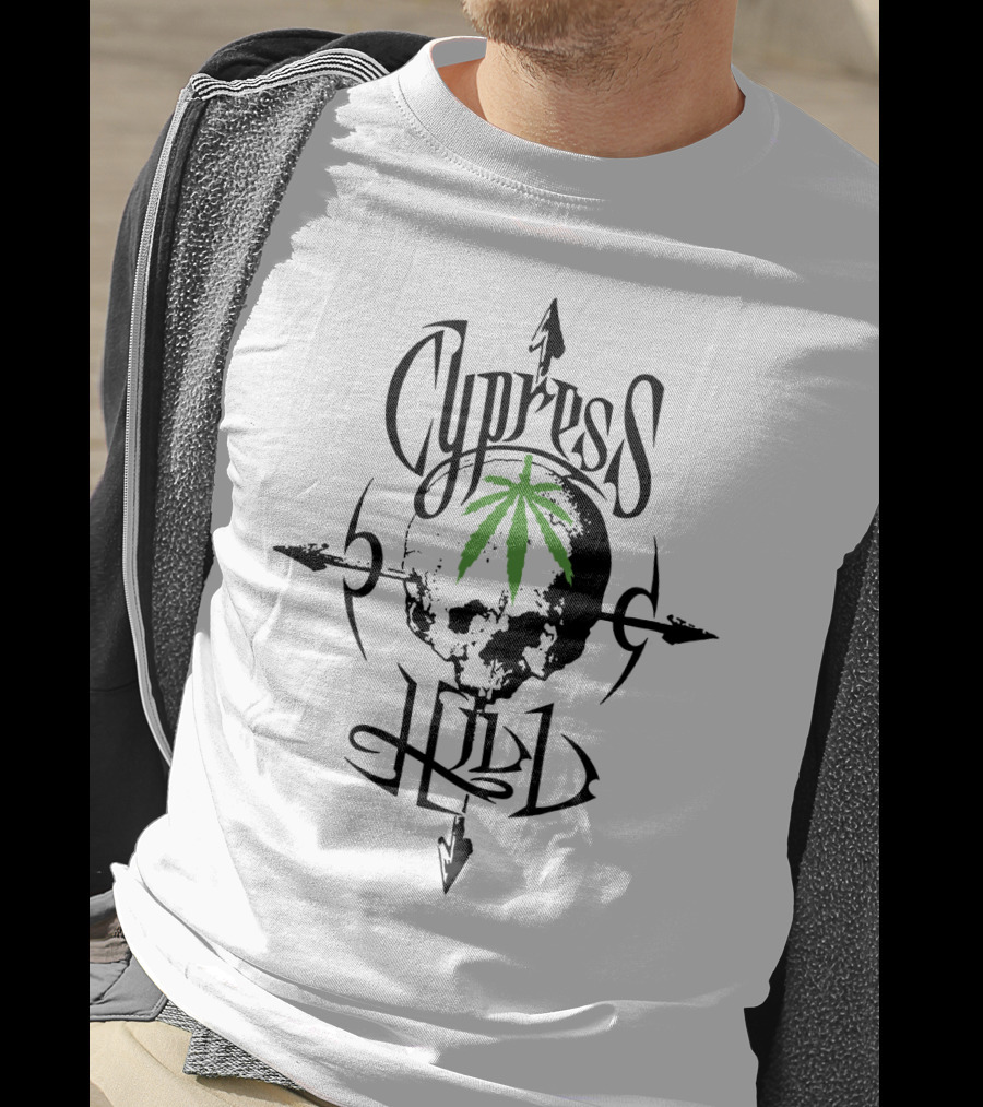 Cypress Hill Skull Logo With Green Leaf And Arrows T-Shirt