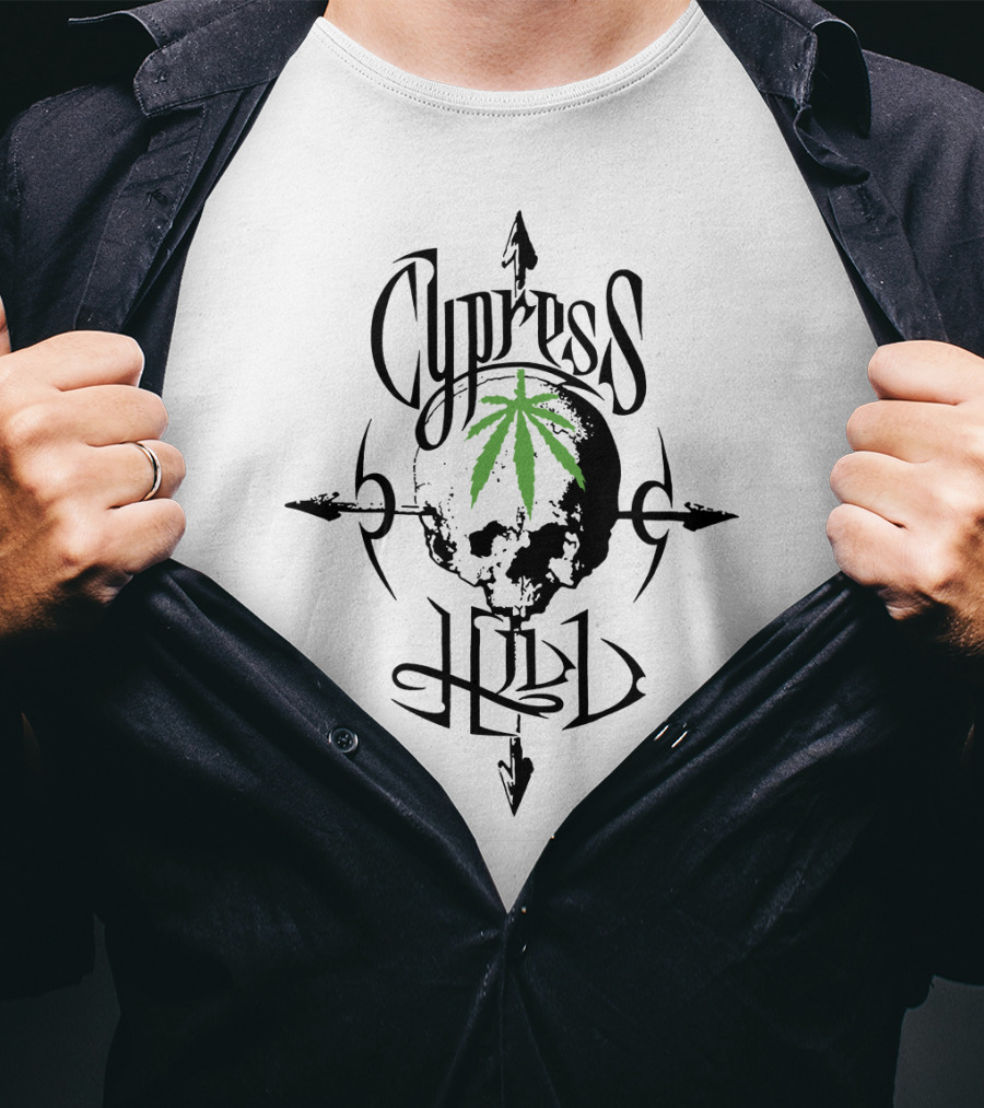 Cypress Hill Skull Logo With Green Leaf And Arrows T-Shirt