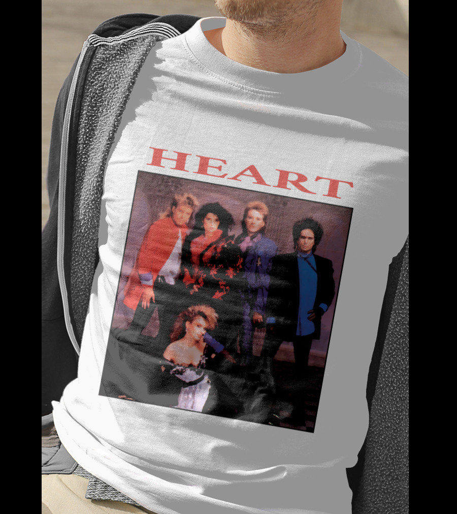 Heart Band Group Photo With Bold Red T-Shirt