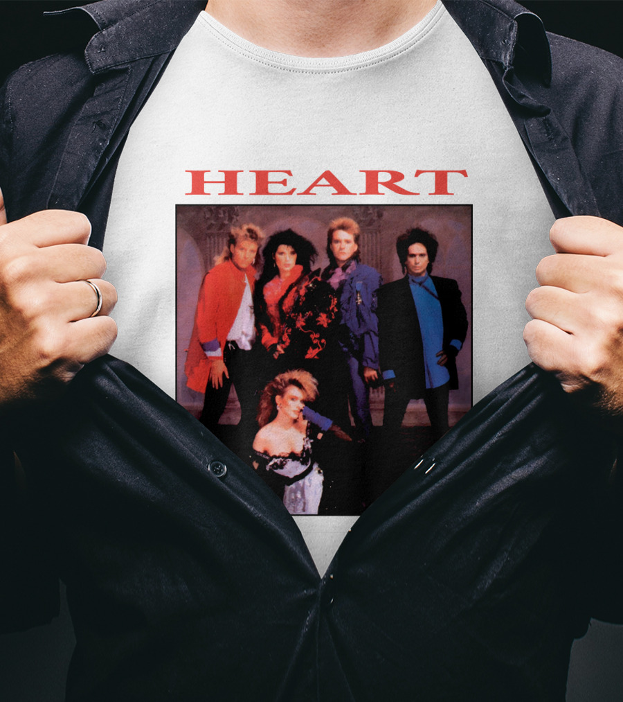 Heart Band Group Photo With Bold Red T-Shirt