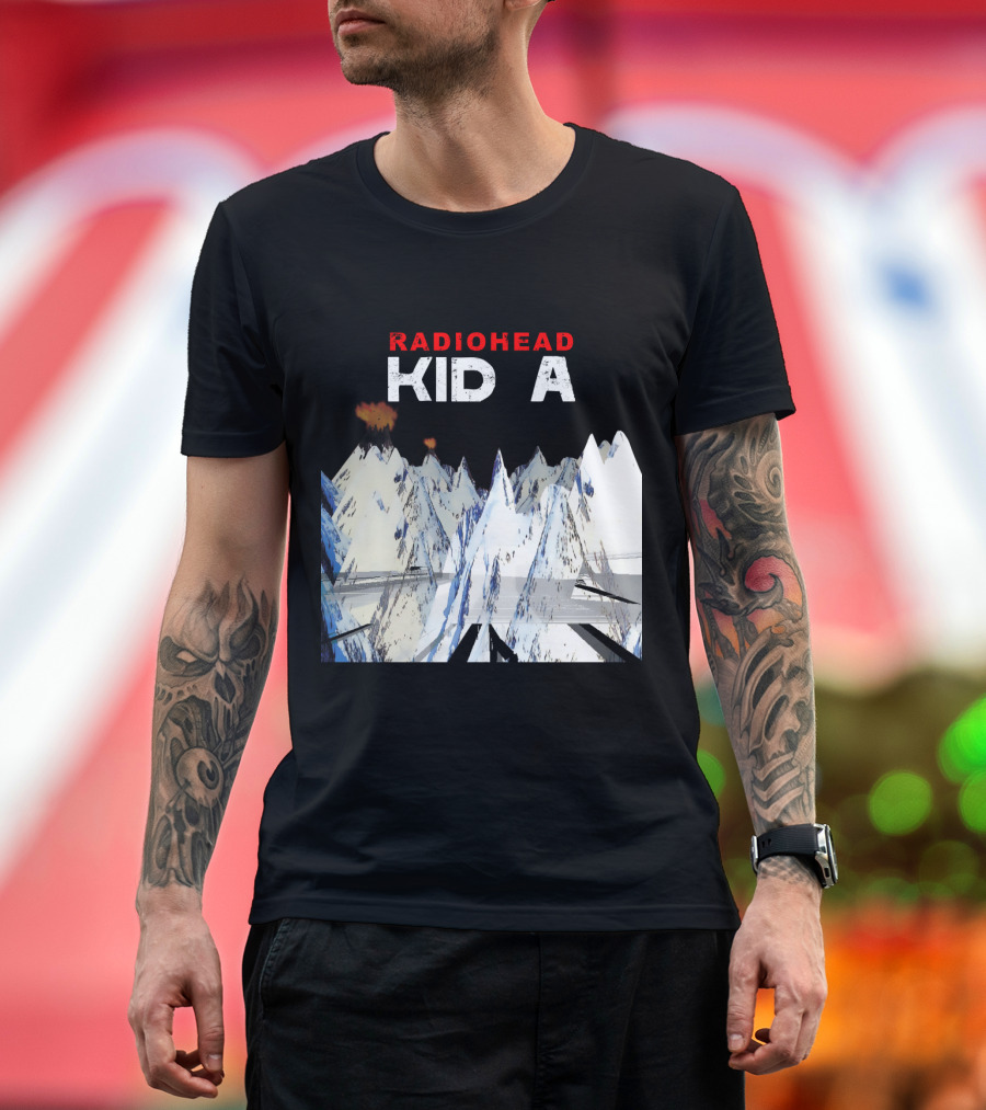 Radiohead Kid A Snow-Capped Mountain Explosion Scene T-Shirt