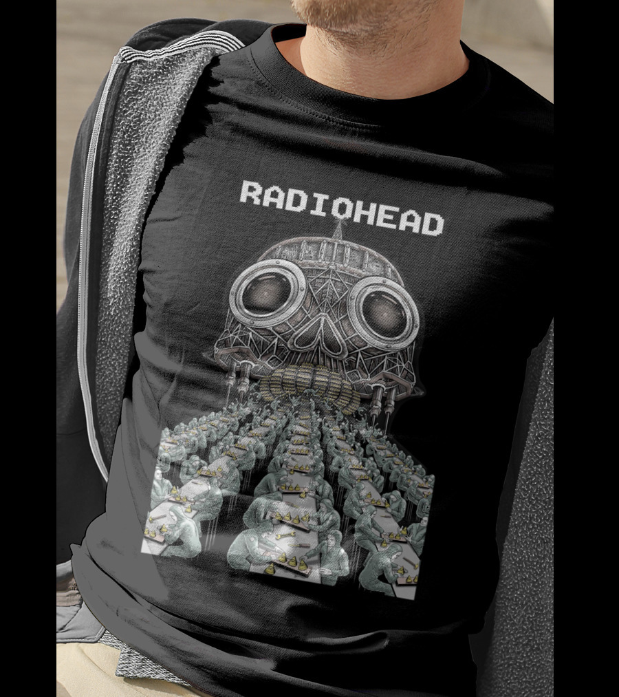 Radiohead Skull Factory Assembly Line Art T-Shirt