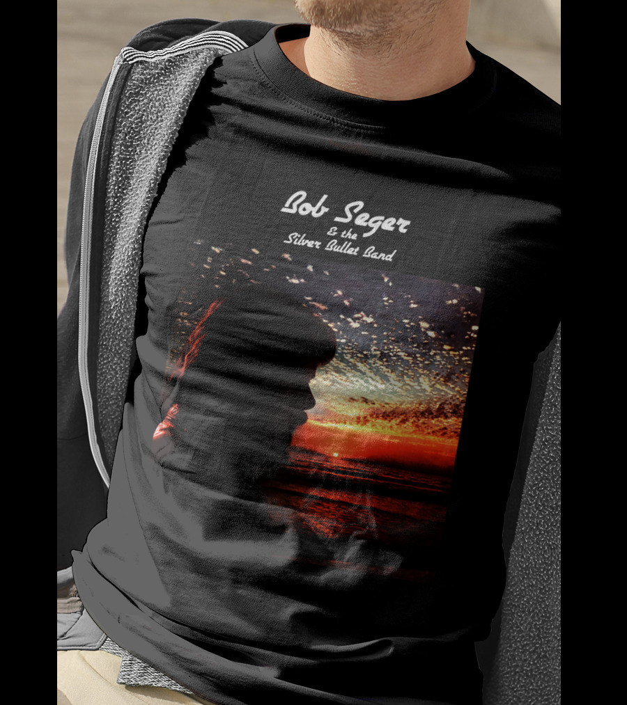 Bob Seger & The Silver Bullet Band Sunset Ocean Silhouette Scene T-Shirt