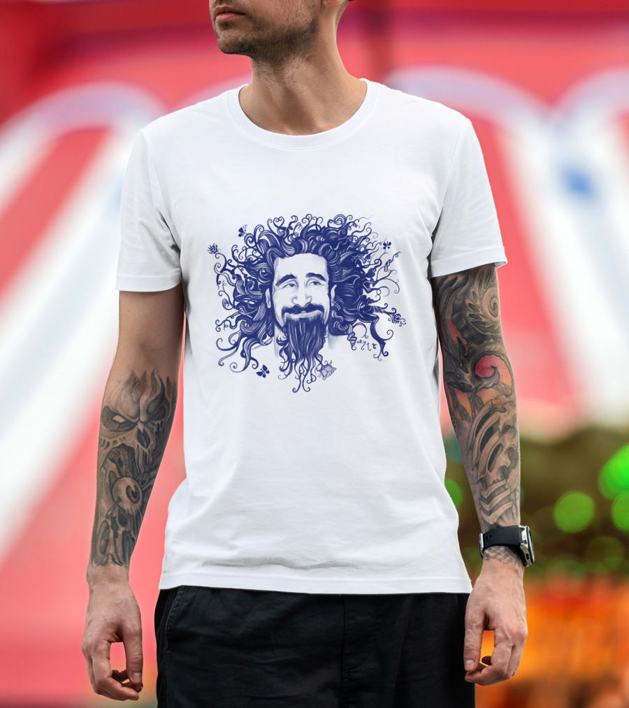 Soad Serj Tankian Psychedelic Blue Illustration T-Shirt