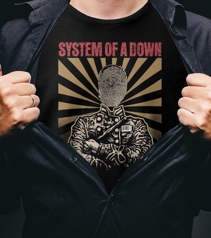 System Of A Down Fingerprint Portrait Starburst T-Shirt