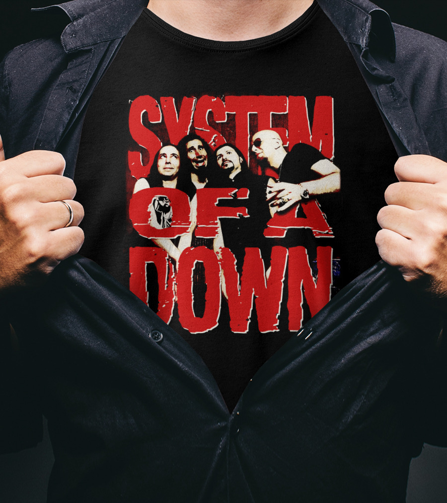 System Of A Down Band Members Red T-Shirt