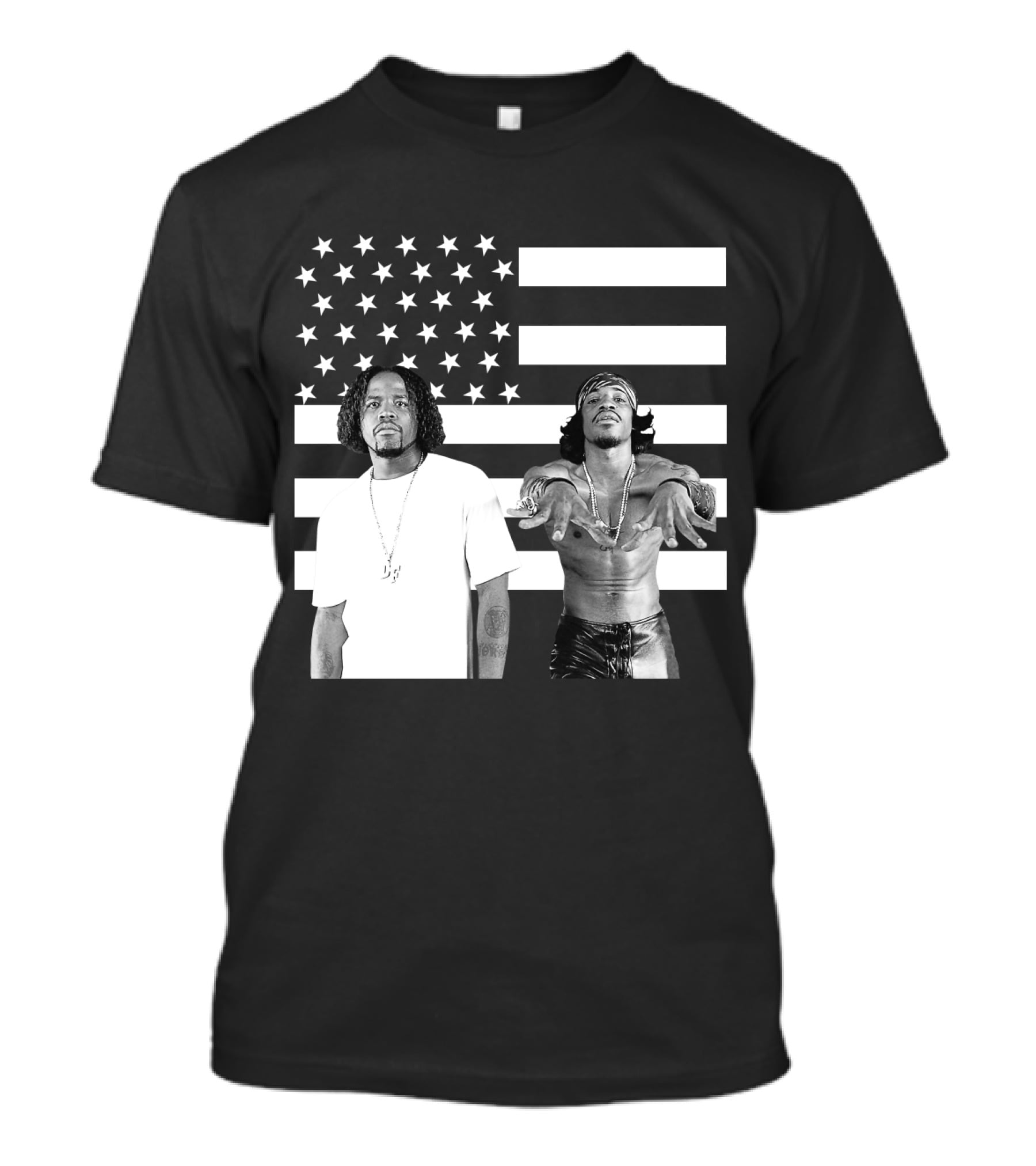 Outkast American Flag Style Black And White Duo T-Shirt