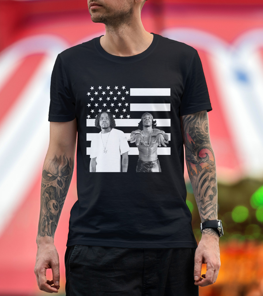 Outkast American Flag Style Black And White Duo T-Shirt