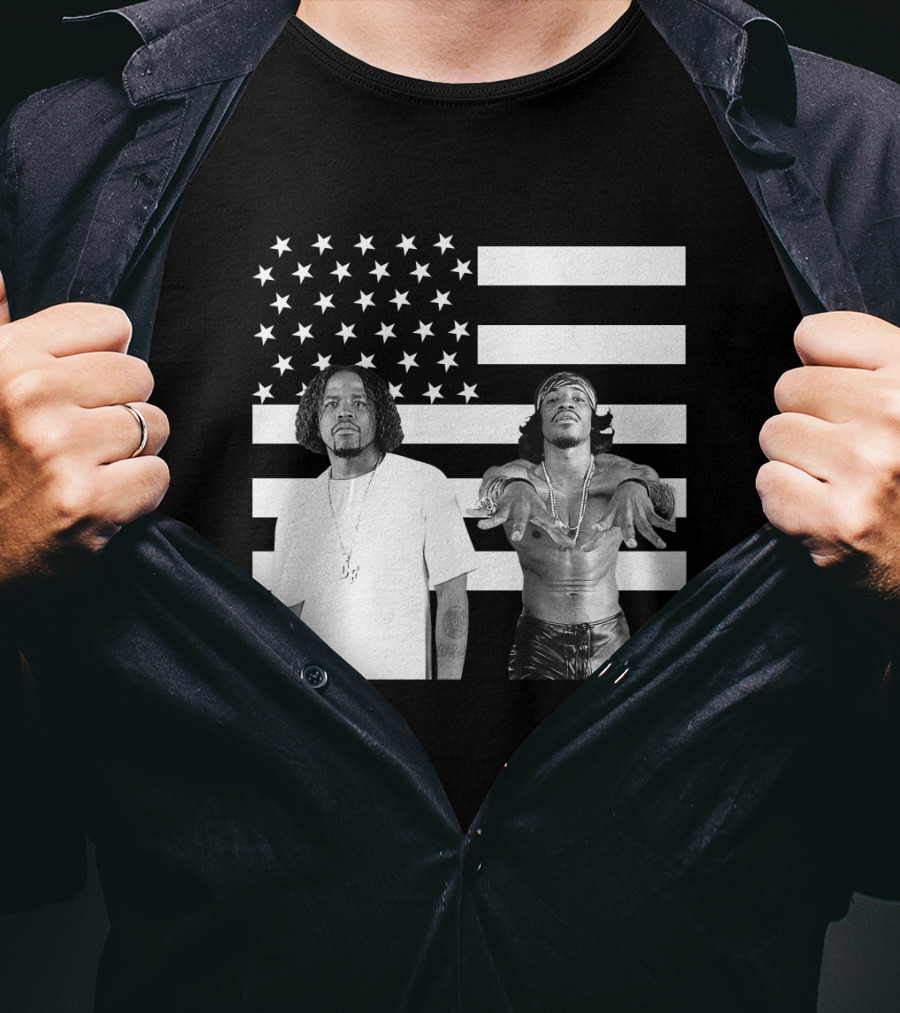 Outkast American Flag Style Black And White Duo T-Shirt