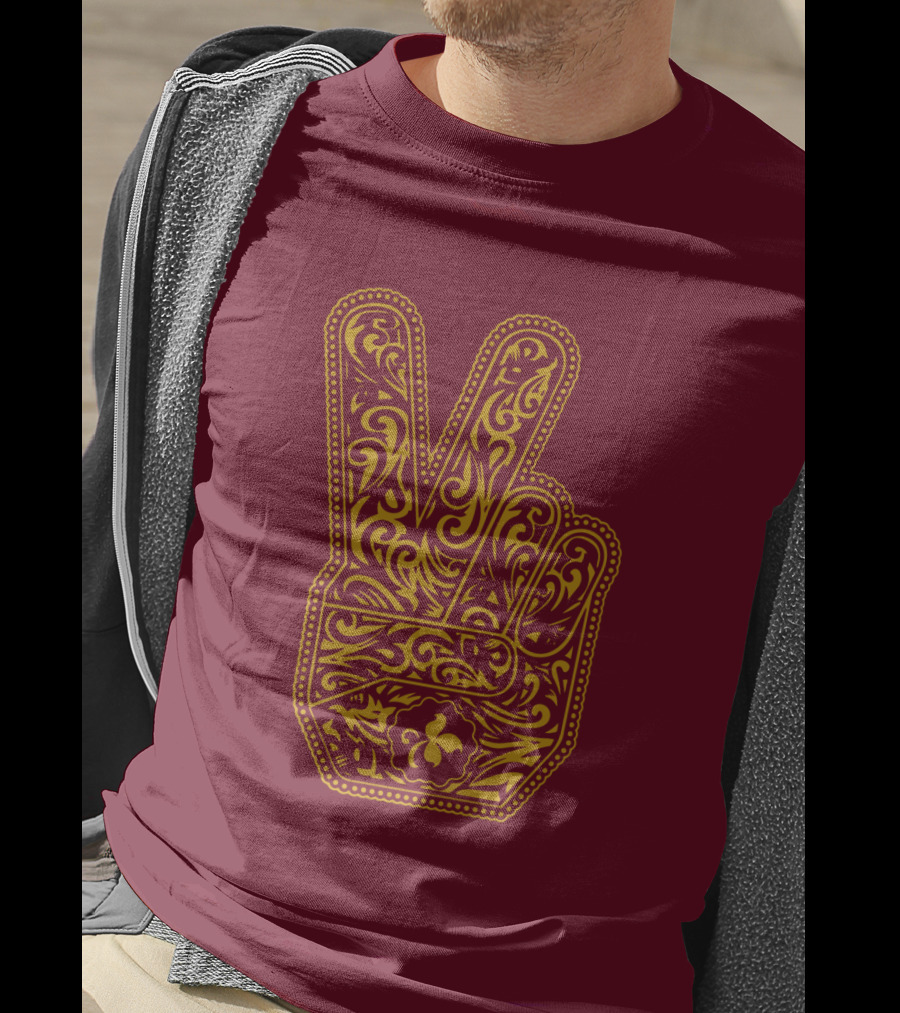 Stp Peace Hand Vintage Ornate Fleur-De-Lis T-Shirt