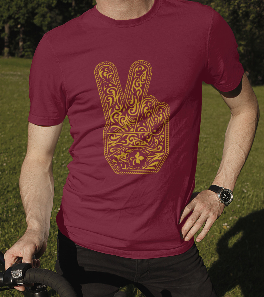 Stp Peace Hand Vintage Ornate Fleur-De-Lis T-Shirt