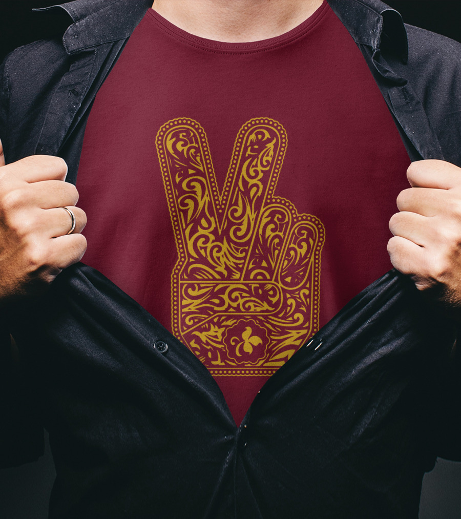 Stp Peace Hand Vintage Ornate Fleur-De-Lis T-Shirt
