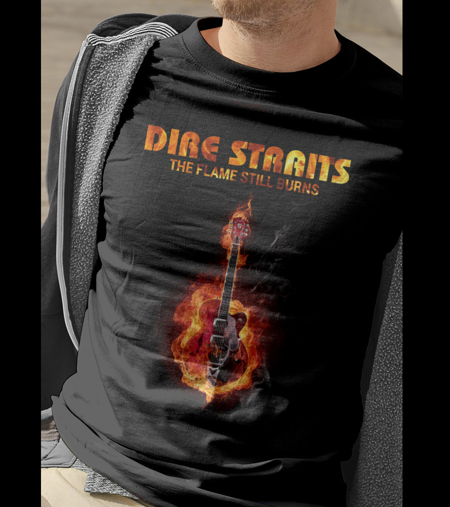 Dire Straits The Flame Still Burns Gibson Les Paul Guitar Inferno T-Shirt