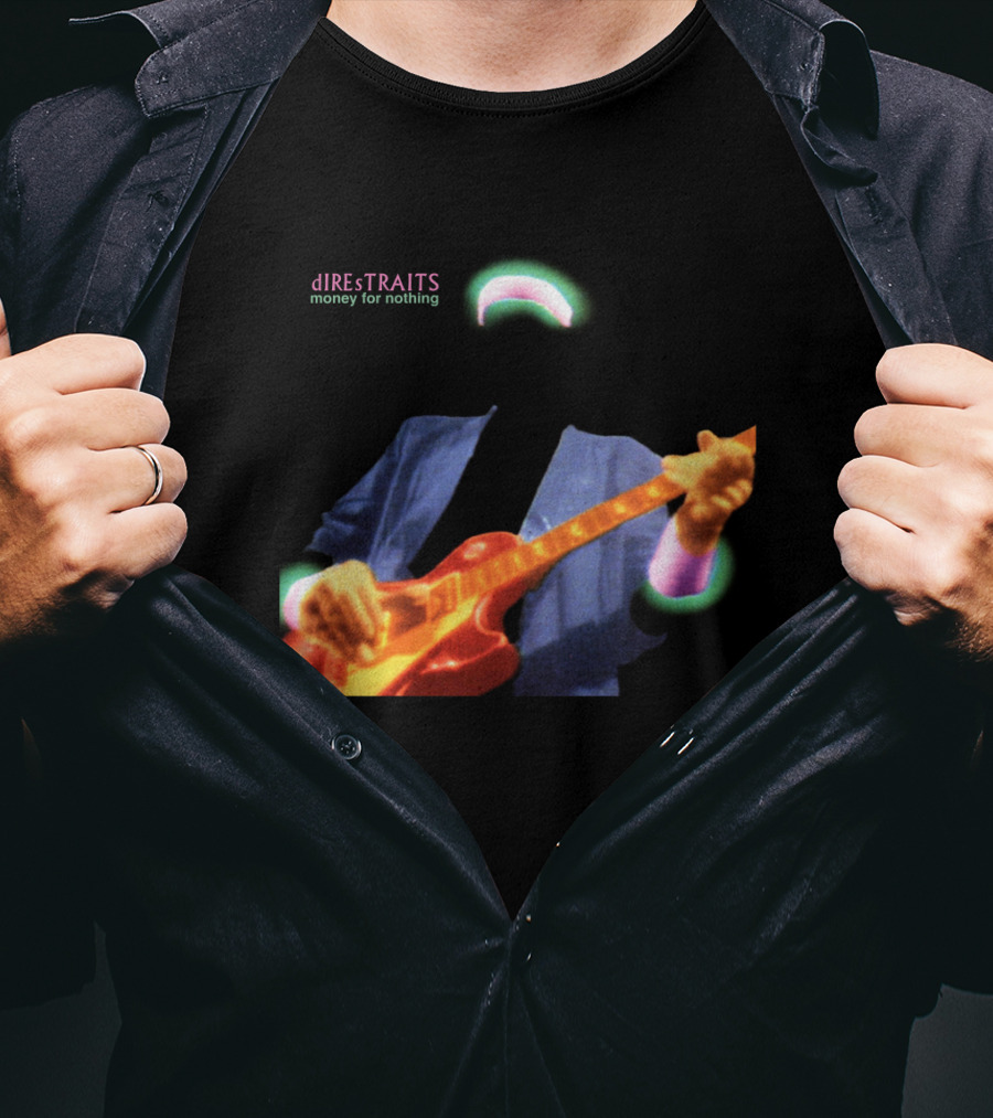 Dire Straits Money For Nothing Iconic Neon Guitar T-Shirt