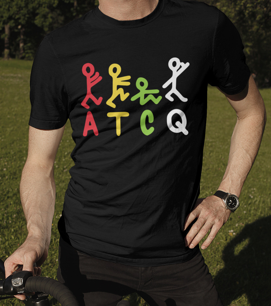 Atcq Abstract Stick Figures Red Yellow Green White T-Shirt