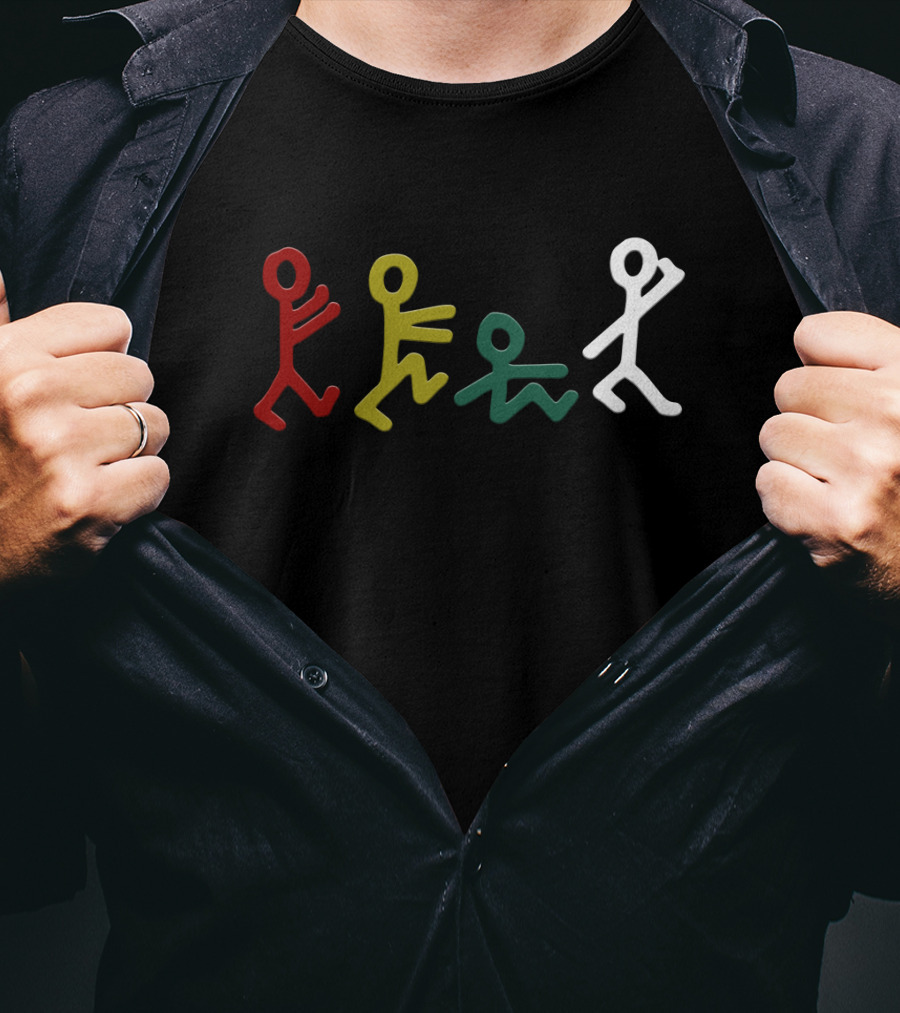 Atcq Stick Figures Red Green Yellow White T-Shirt