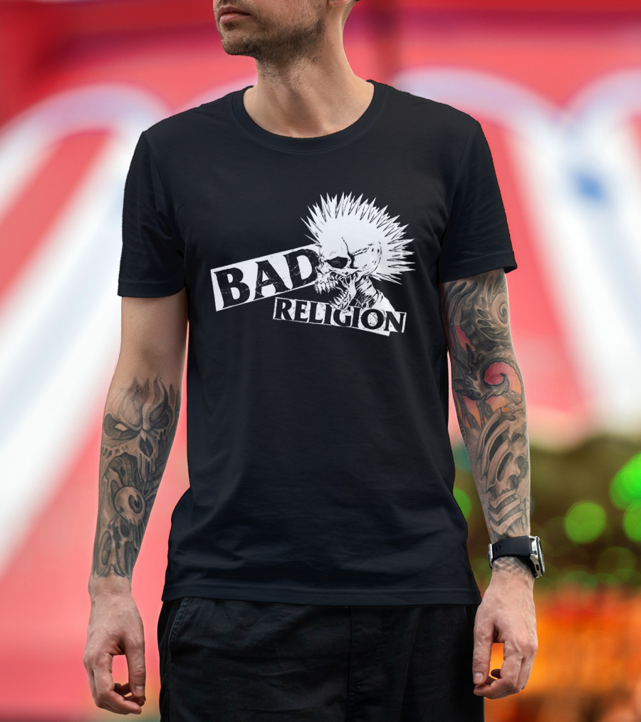 Bad Religion Punk Skull Mohawk T-Shirt