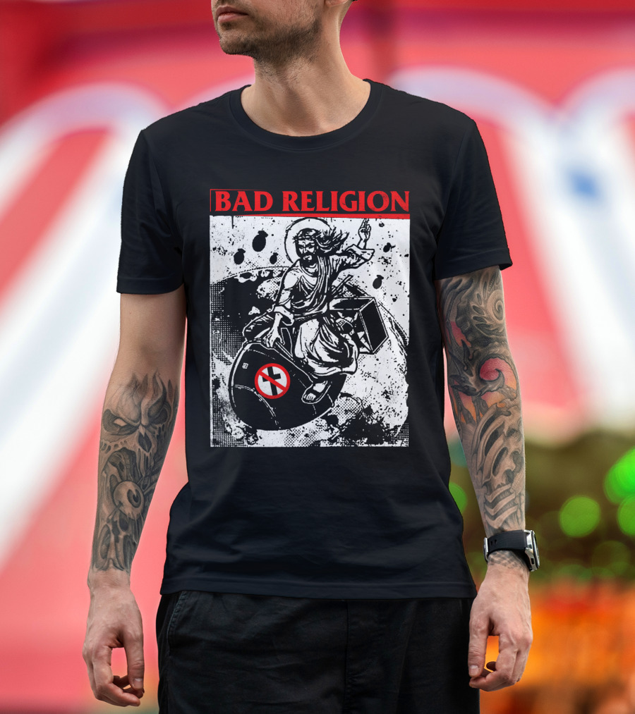 Bad Religion Jesus Riding Bomb Artwork T-Shirt
