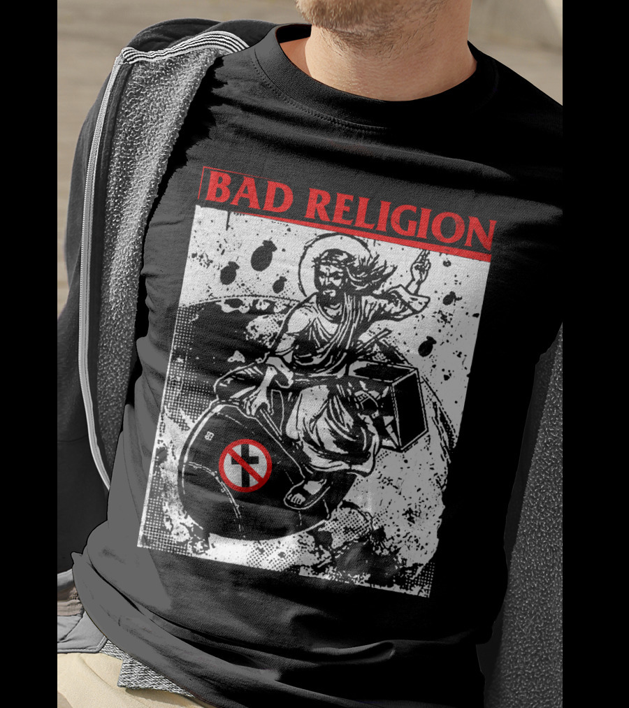 Bad Religion Jesus Riding Bomb Artwork T-Shirt