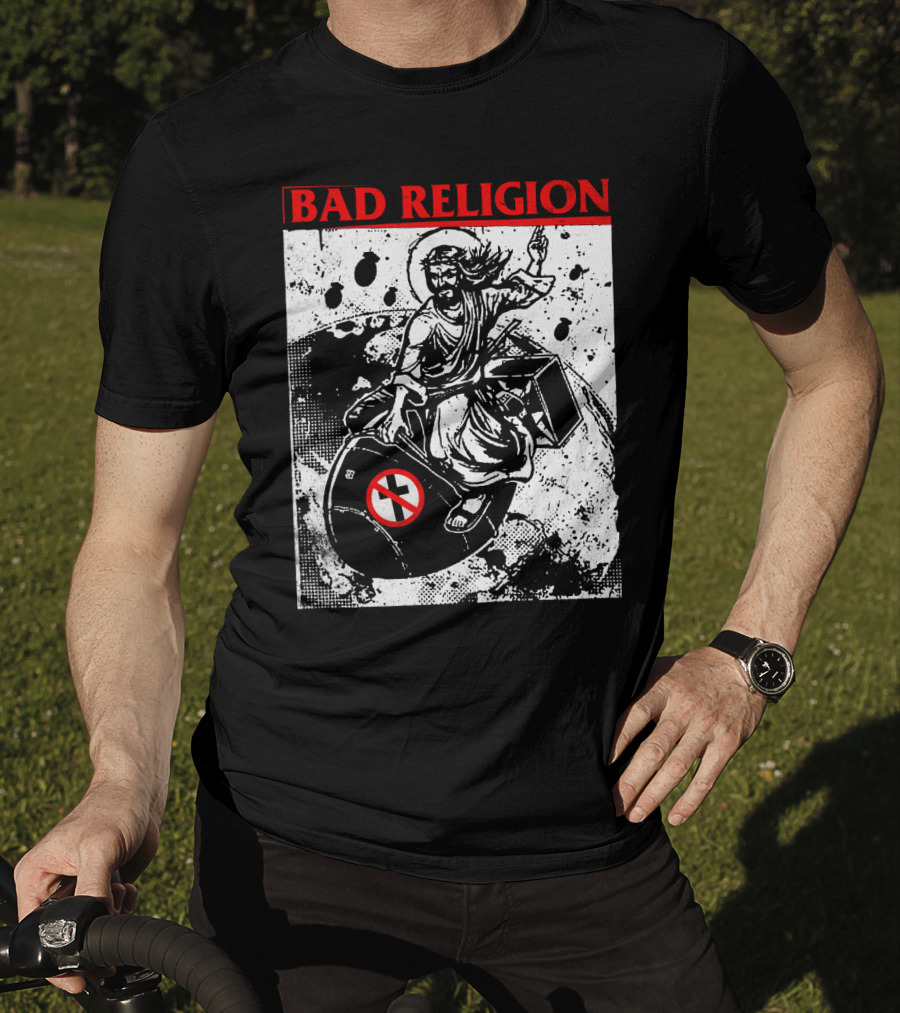 Bad Religion Jesus Riding Bomb Artwork T-Shirt