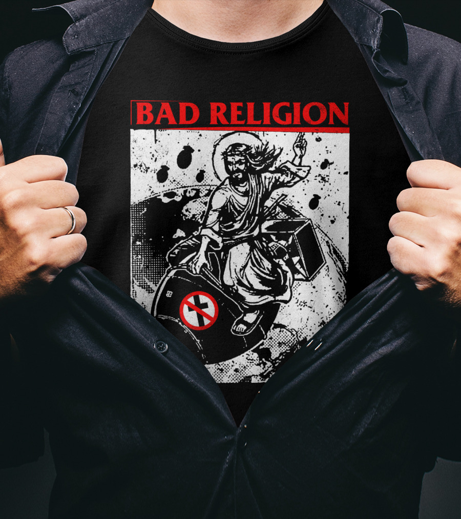 Bad Religion Jesus Riding Bomb Artwork T-Shirt