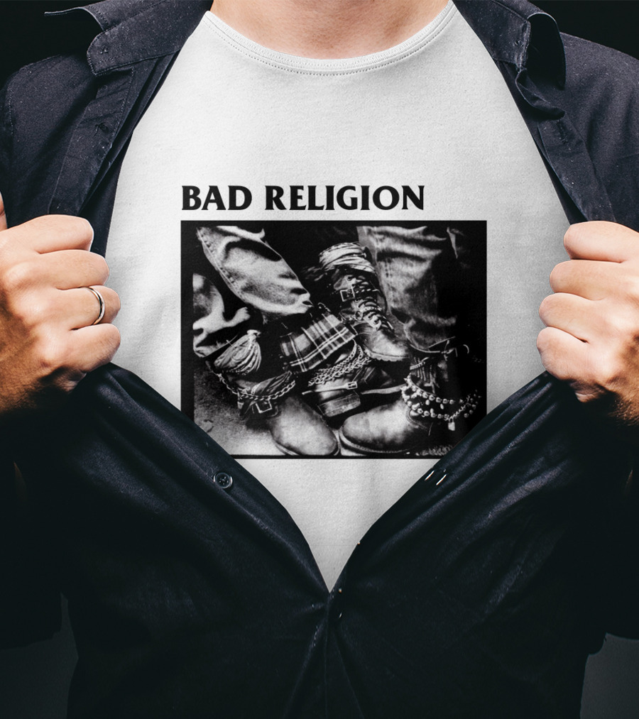 Bad Religion Band Punk Rock Boot Chains And Plaid Pants T-Shirt