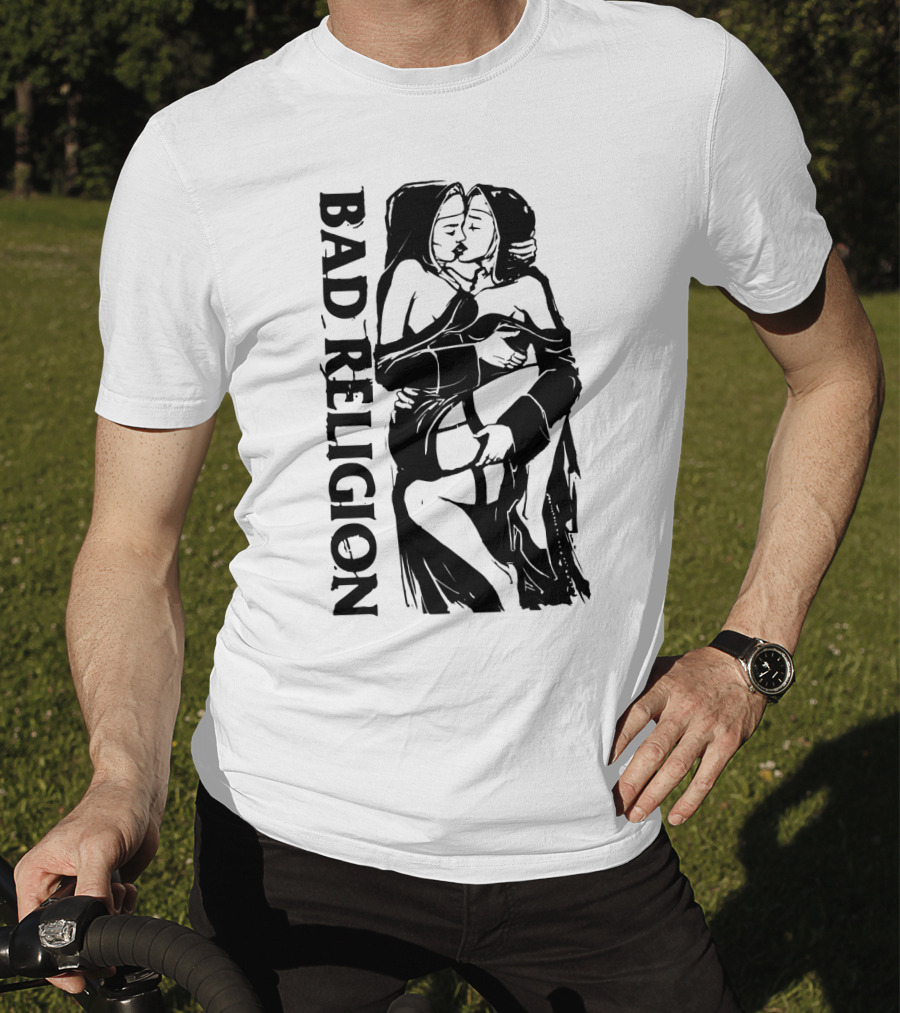 Bad Religion Nuns Graphic Novelty Black And White Bold Art T-Shirt