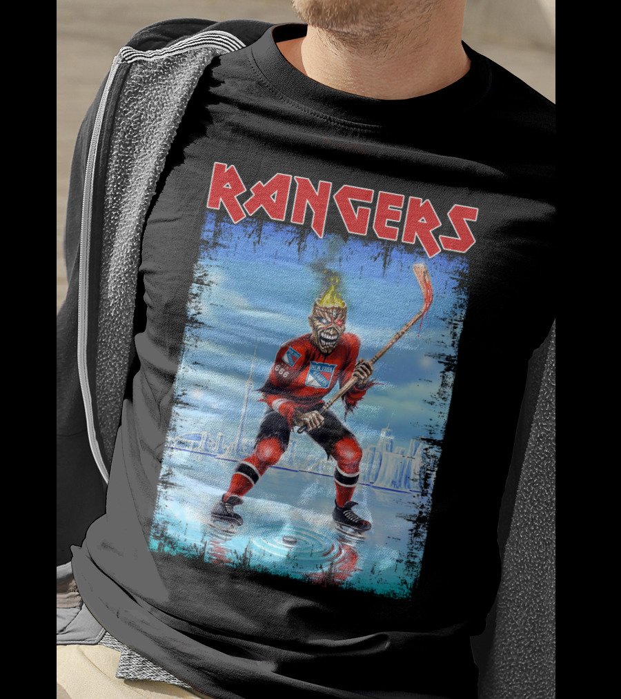 Rangers Hockey Skull Ice Fantasy Toronto Skyline T-Shirt