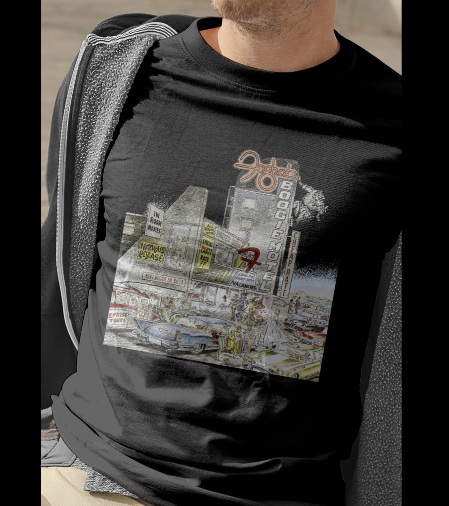 Foghat Boogie Motel Nervous Rex No Vacancies Retro Cars Scene T-Shirt