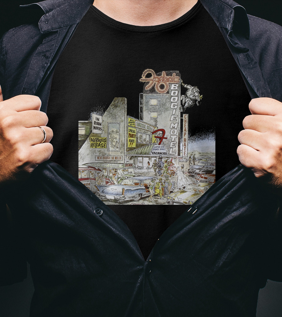 Foghat Boogie Motel Nervous Rex No Vacancies Retro Cars Scene T-Shirt