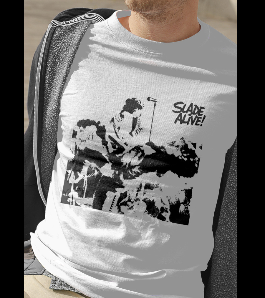 Slade Alive! Retro Concert Photo Black And White T-Shirt