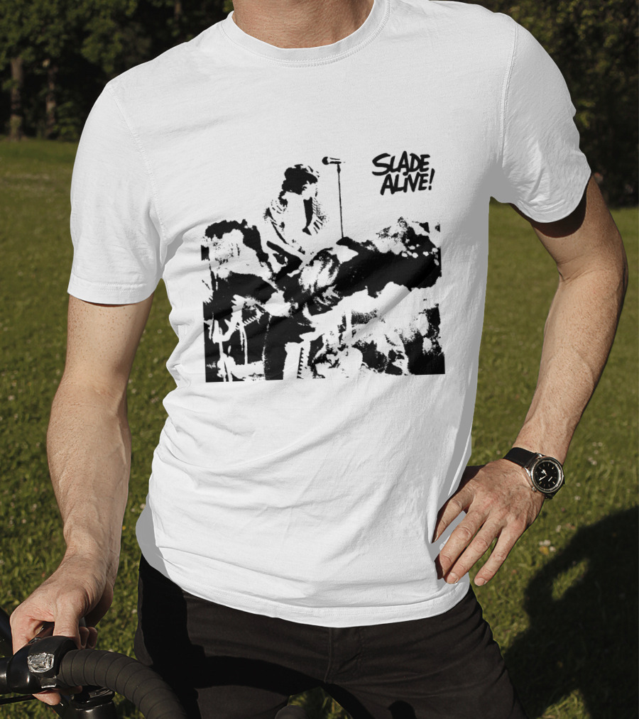 Slade Alive! Retro Concert Photo Black And White T-Shirt
