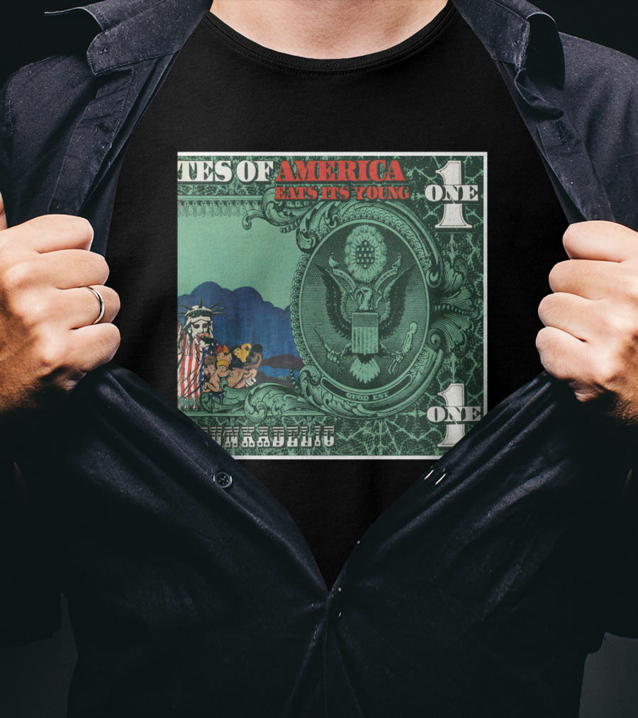 Fkdl United States Of America Eats Its Young Currency Satire T-Shirt